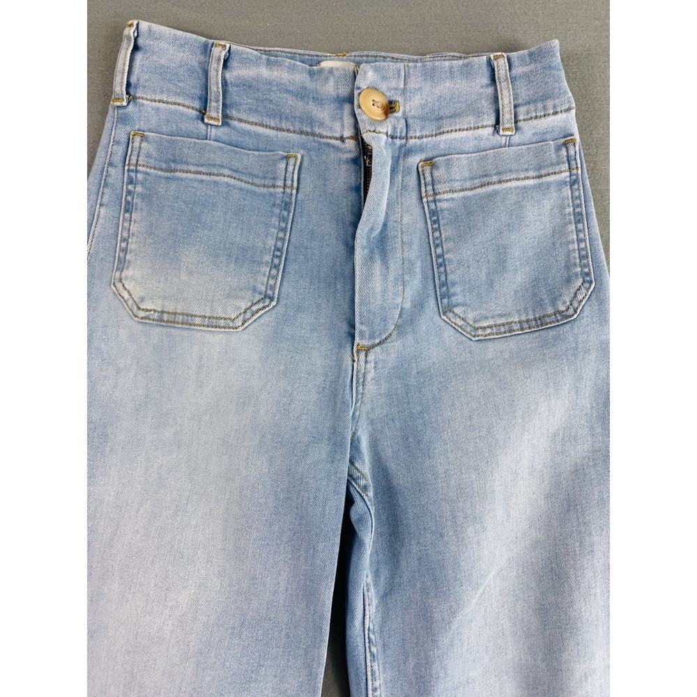 Anthropologie Maeve The Colette Jeans Sz 27 (27x25) Light Wash Wide Leg Stretch - Picture 3 of 13